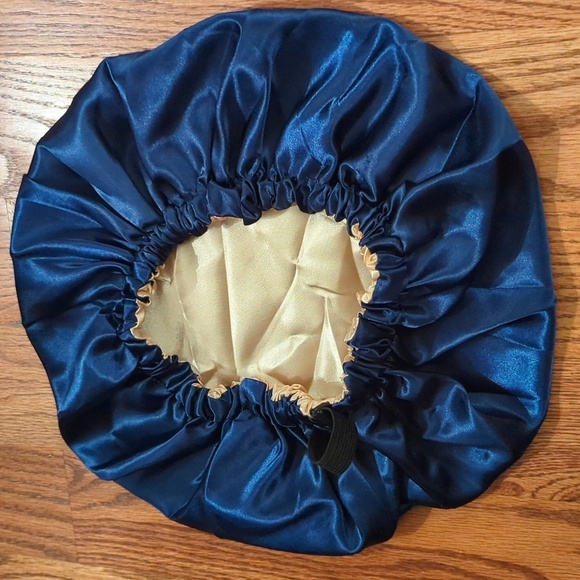 Bonnet Cap Satin Navy Adjustable & Reversible - Picture 1 of 7